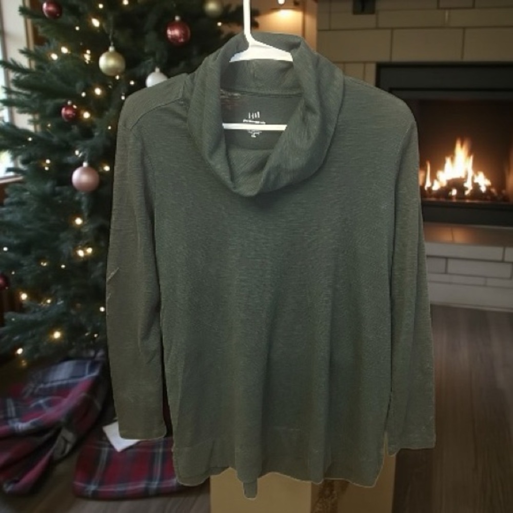 J. Jill Woman’s Olive Cowl Neck Tunic Top Size Small Petite EUC - Picture 2 of 6